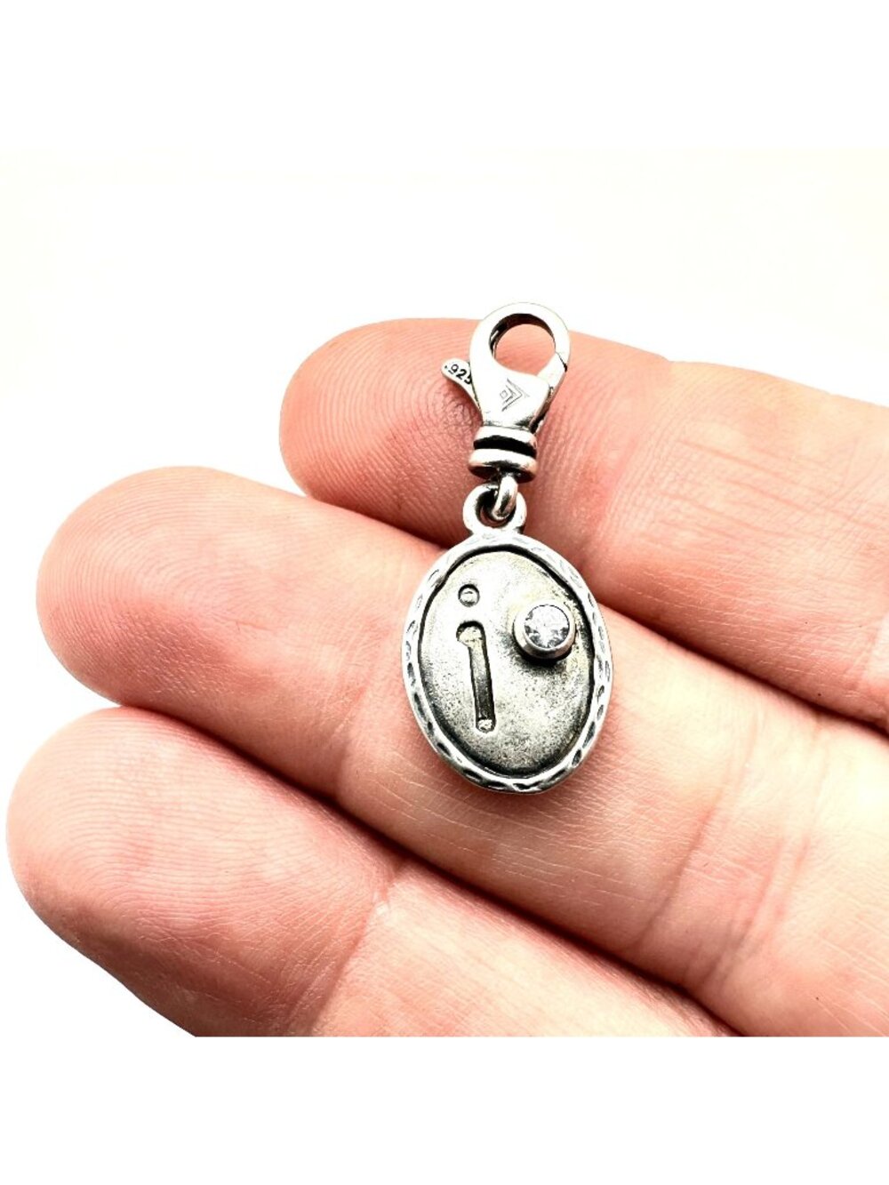 Silpada Womens Charm Sterling Silver Crystal Initial "I"